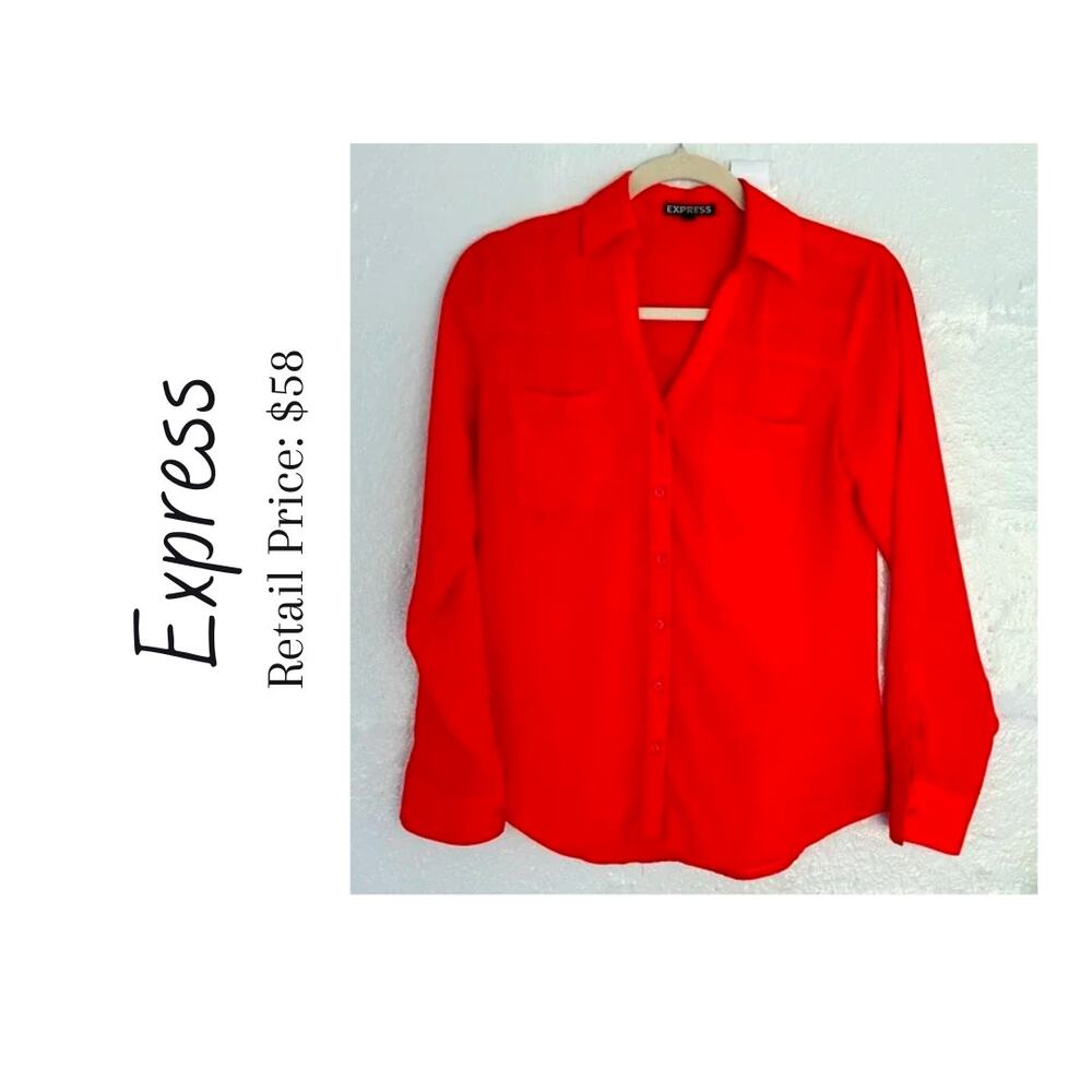 Express Bright Deep Orange Portifino Blouse